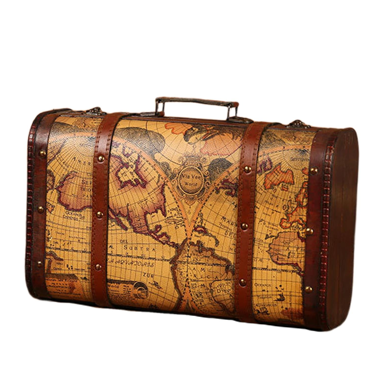 Xuanheng Vintage Suitcase Suitcase Storage Box Photo Props Sturdy Ornaments Collection Suitcases Nostalgic Storage Box Decorative Box for Window Shop S Multi Walmart