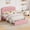 Pink, variant on Amolife Full Size LED Bed Frame with Drawer, Platform Bed with Velvet Upholstered Adjustable Wavy Headboard, Black