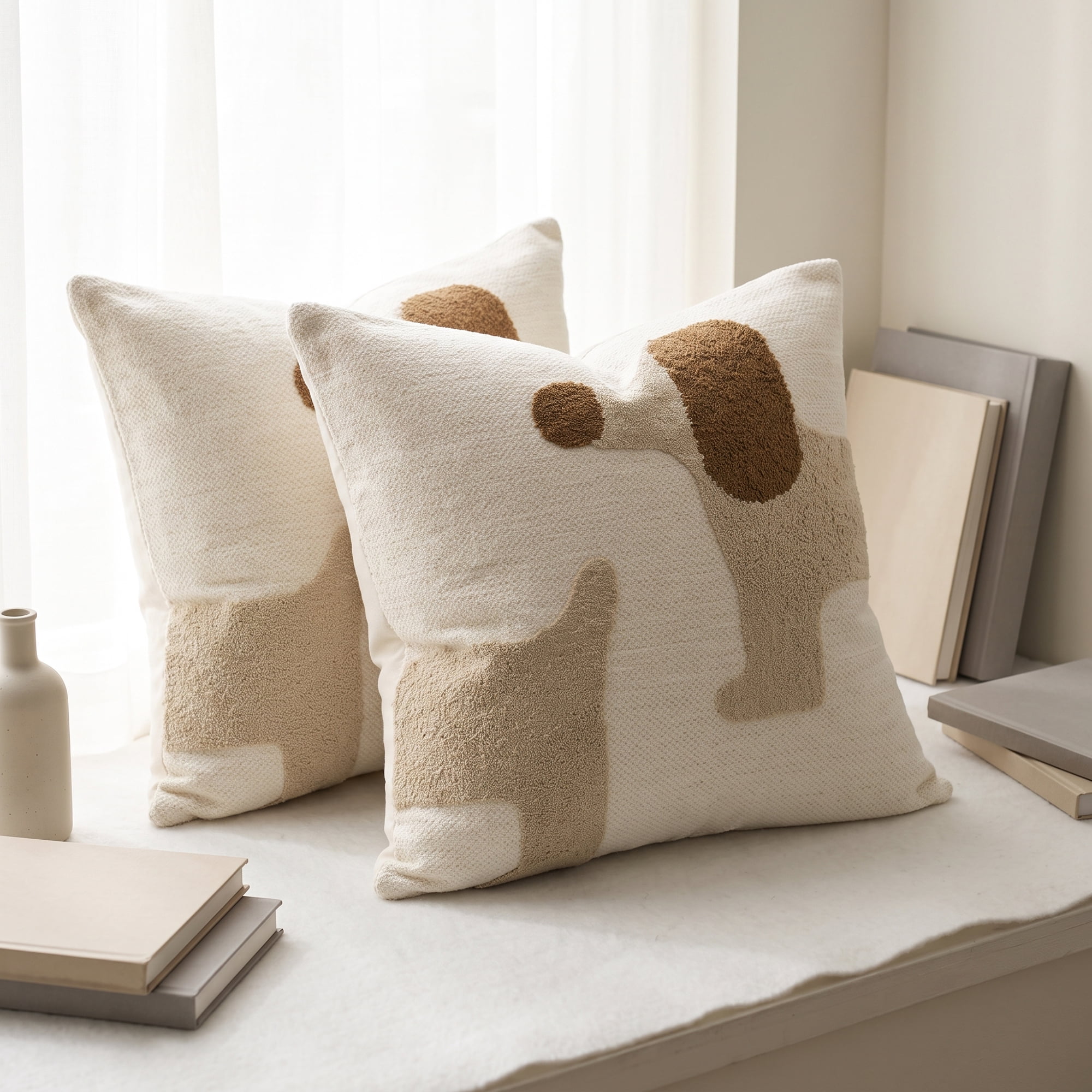 Unique Bargains 3D Tufted Cute Animal Throw Pillow Cushion Cover Brown Dog 18"x18"