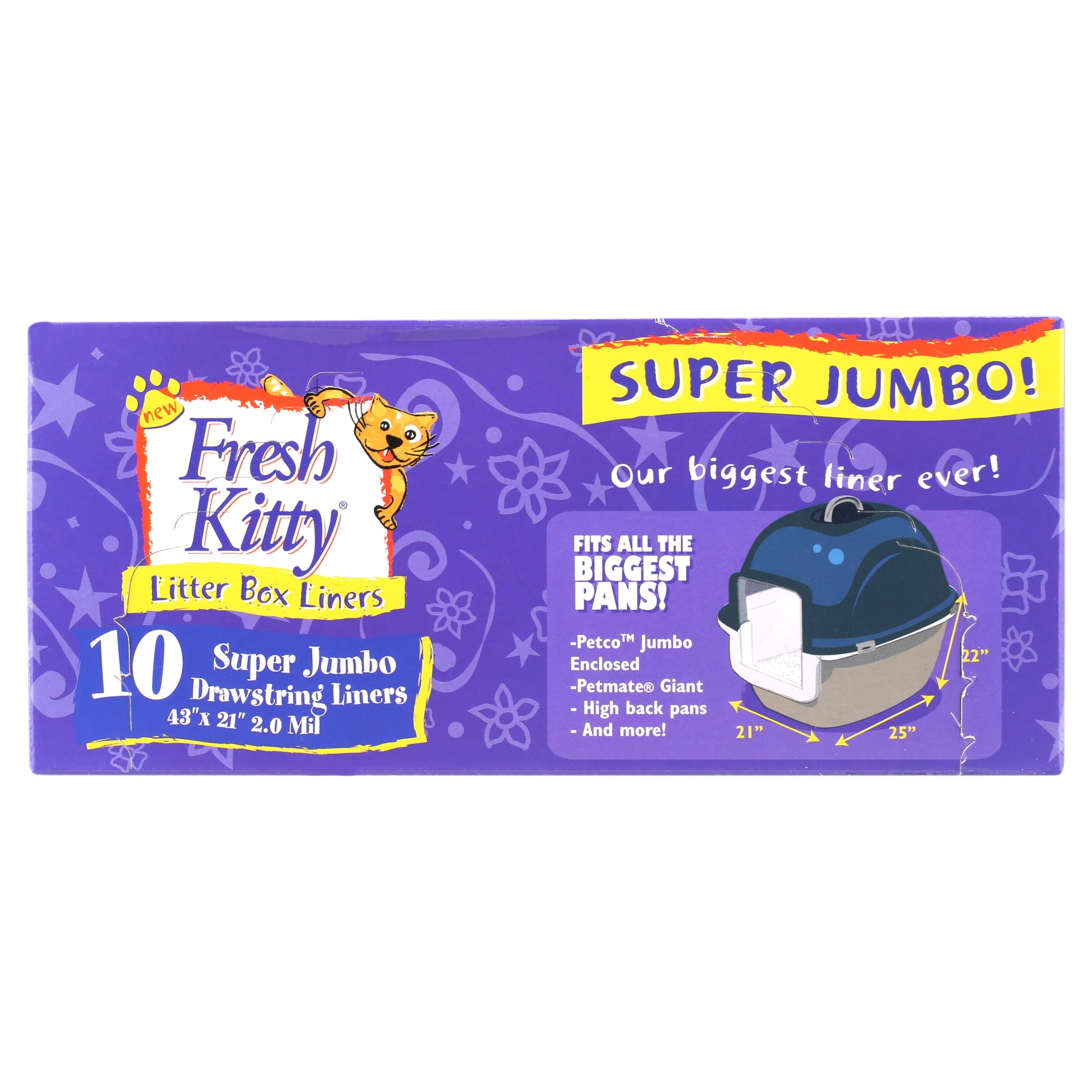 Fresh Kitty Super Thick Durable Easy Clean Up Jumbo Drawstring Scented Litter Pan Box Liners Bags for Pet Cats 10 ct