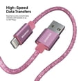 thumbnail image 5 of Powertek USB-A to Lightning Cable, Fast Charging iPhone Charger Cord, Durable Tangle-Resistant Sync Cable, Pink Glitter, 6FT, 5 of 6