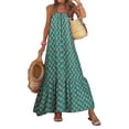 thumbnail image 3 of Womens Bohemian Dress Deep V Neck Summer Flowy Long Maxi Dresses Sleeveless Beach Party Loose Dresses, 3 of 5
