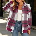 thumbnail image 3 of Perfectbot Women's Plaid Shacket, Button Down Shirt Jacket with Ribbed Hem, Relaxed Fit Fall Outerwear, 3 of 6
