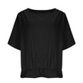 thumbnail image 5 of QNANSPI Short Sleeve Shirts for Women, Womens Casual Blouses, Women's Summer Solid Color Mid Sleeve Blouse Shoulder Ruched Shirt Collar Casual Daily Basic Top, 5 of 7