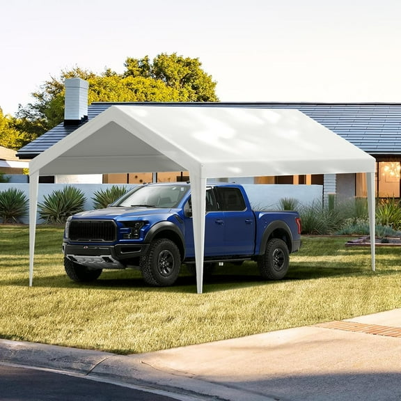 Carport  Canopy Cover 10x20 ft, Heavy-Duty Waterproof &  Protected, Easy Installation with  Bungees, White