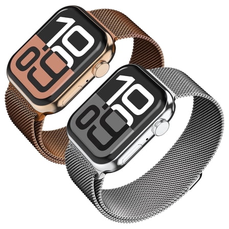 Vena 2 Pack For Apple Watch Band Series 10 42mm, Stainless Steel Apple Watch Band Series 11 41mm Band Series 9/8/7 iWatch 40mm, Silver Rose Gold