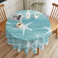thumbnail image 3 of Sea Stars Round Tablecloth 54 inches Summer Beach Sea Stars Teal Texture Waterproof Oil-Proof Table Cloth Round Table Cover for Holiday Party Picnic Dinner Decor Indoor and Outdoor Use, 3 of 9