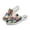 Colorful Hibiscus Flower White Cats, variant on Farmhouse Daisy Flower Alpaca Mules Women's Slip On Close Toe Clogs Comfortable Flat Walking Loafers Mesh Breathable Casual Footwear Soft Slippers