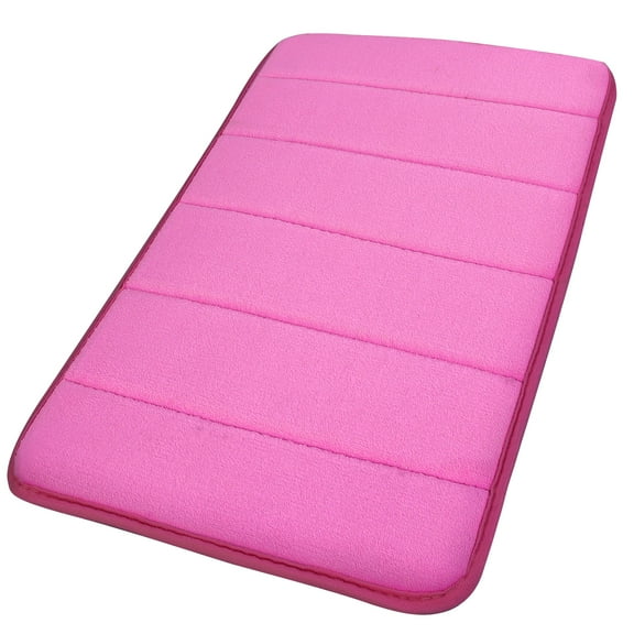 Unique Bargains Solid Contemporary Memory Foam Bath Rug Hot Pink 24"x16"