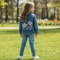 thumbnail image 4 of Peacolate 3-10Years Spring Autumn Girls Jacket Little Girl Embroidered Denim Jacket Coat,Bird,4-5Years, 4 of 4