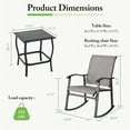 thumbnail image 5 of Walsunny 3 Pieces Rocking Bistro Patio Furniture Rocker Set with 2 Outdoor Rocking Chairs and 1 Glass Coffee Table for Porch Deck Lawn,Gray, 5 of 7