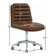 thumbnail image 3 of SAFAVIEH Couture Decolin Vegan Leather Mid Back Swivel Desk Chair, Brown/Silver, 3 of 7