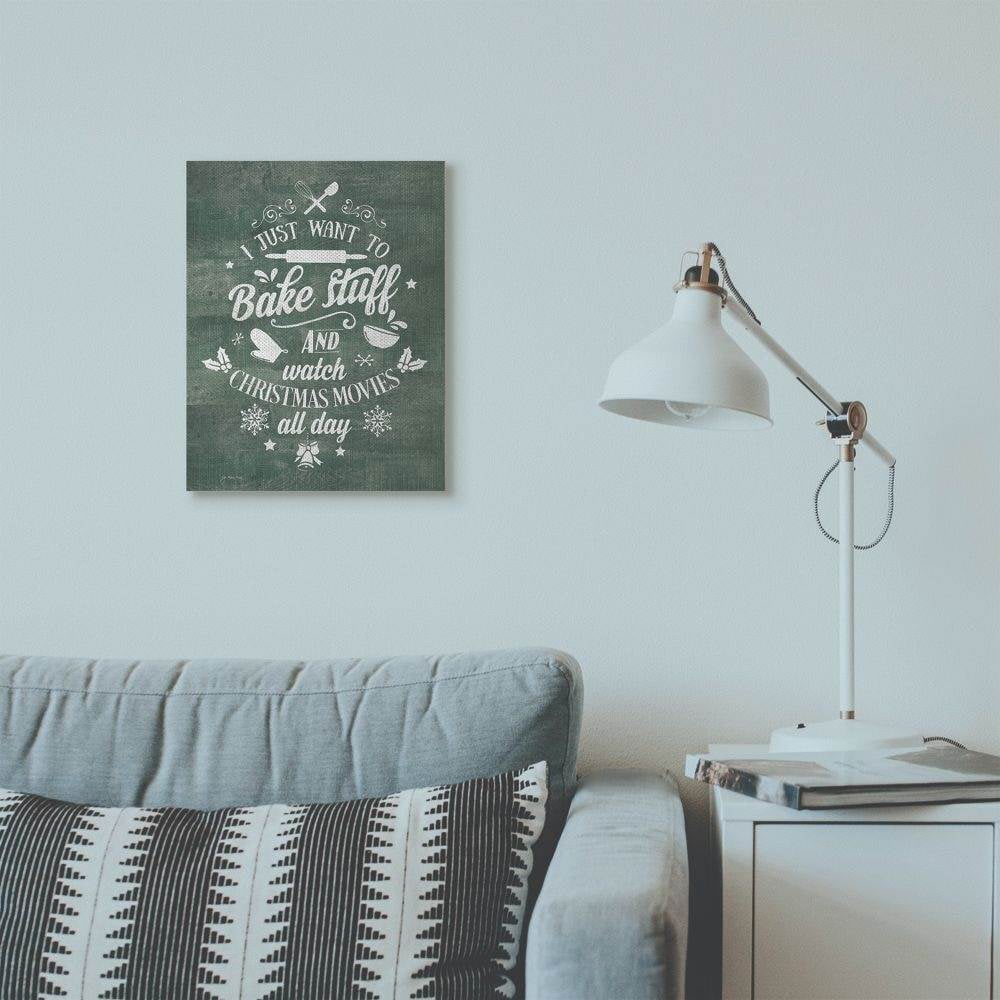 Stupell Industries I Want To Bake Stuff Christmas Holiday Green Word DesignCanvas Wall Art By Artist Jo Moulton