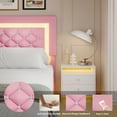 thumbnail image 4 of 4 EVER WINNER King Size Floating Bed Frame with LED Lights, Upholstered Platform Bed Frame with Diamond Tufted Headboard, Pink King Size Bed Frame, Pink, 4 of 8