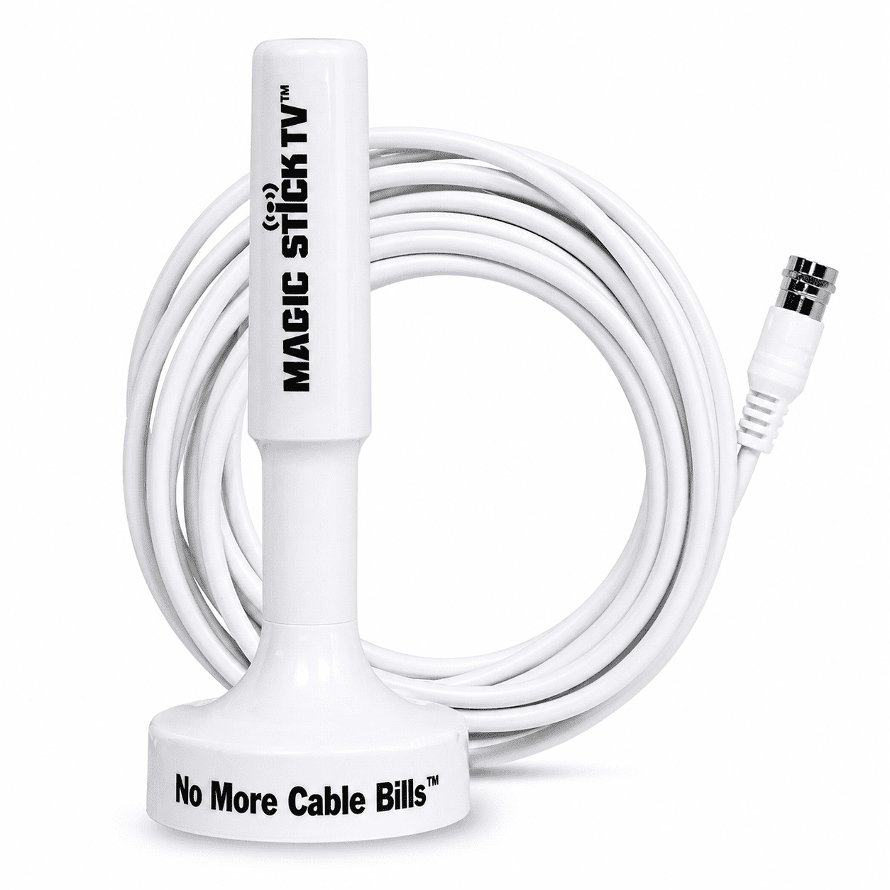 Magic Stick TV MS-50 Digital Antenna for Smart TV, HDTV Antennas for Free Channels, Signal Booster, 1080p HD Channels, 16.5ft Cable, White