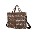 thumbnail image 2 of Words White Corduroy Tote Bag Handbag Large Messenger Bag Shoulder Crossbody Zipper Bag Purse, 2 of 8