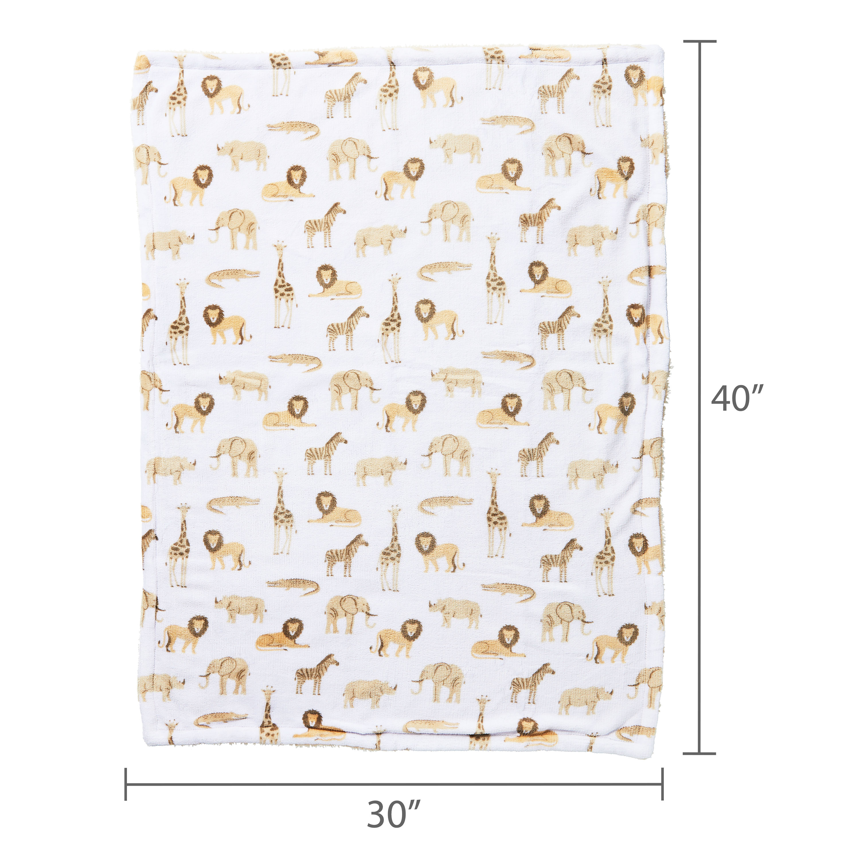 Parent's Choice 2-Sided Beige and White Safari Plush Baby Blanket