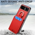 thumbnail image 6 of for Motorola Razr 40 Wallet Case with Magnetic Clasp Credit Card Slots for Women Men Lichee Pattern PU Leather Fringer Ring Holder Shockproof Phone Case for Motorola Moto Razr 40 Case, Red, 6 of 7
