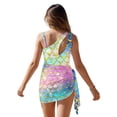 thumbnail image 6 of Xixirimido Vibrant Mermaid Scale Print Girls Swimsuits Set One Piece Swimsuit with Mesh Cover Up Quick Dry Summer Bathing Suit with Adjustable Strap & Removable Bra, Size 9-10 Years, 6 of 7