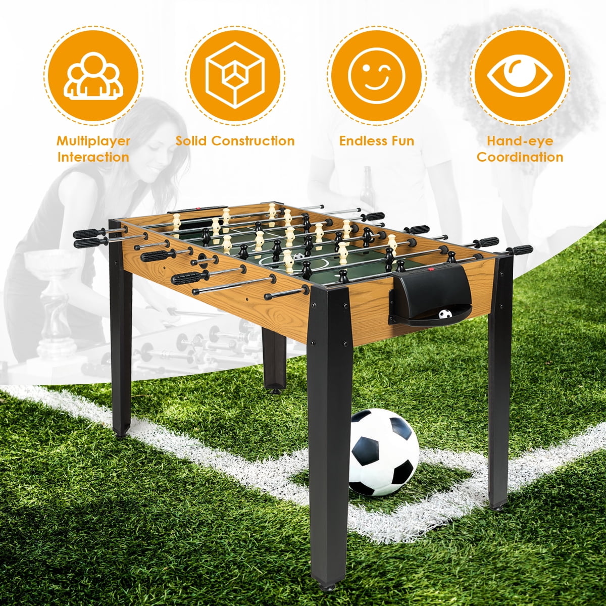 Infans 48" Competition Sized Wooden Soccer Foosball Table Adults & Kids Home Recreation