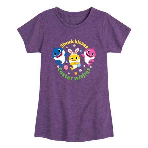 Baby Shark - Shark Kisses Easter Wishes - Toddler Girls Fitted Short Sleeve T-Shirt