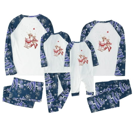 

JWZUY Matching Family Pajamas Christmas Reindeer Sleepwear Unisex PJs Pants Set 2 Piece Long Sleeve Clothes