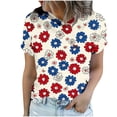 thumbnail image 6 of asdoklhq Fourth Of July Shirts for Women Oversized Tshirts Women's Casual and Fashionable Printed T-shirt with Round Neck and Short Sleeved Top Beige M, 6 of 6