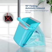 FGY Broom and Dustpan Set with Removable Handle for Indoor and Pet (Blue)