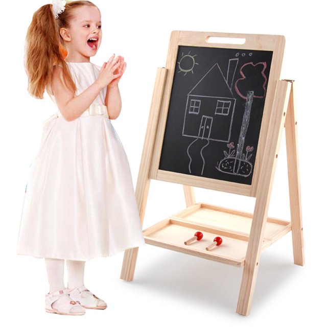 AIHOME Enfants Art Chevalet en Bois Réglable Debout Chevalet Pliable Double Face Tableau Blanc et Chevalet Tableau Parfait Jouet Éducatif pour les Garçons et les Filles