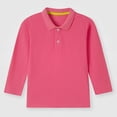 thumbnail image 2 of WAVSUF Girls Polo Shirt, Henley Neck Solid Long Sleeve Fall Warm School Top Pink 2, 2 of 8