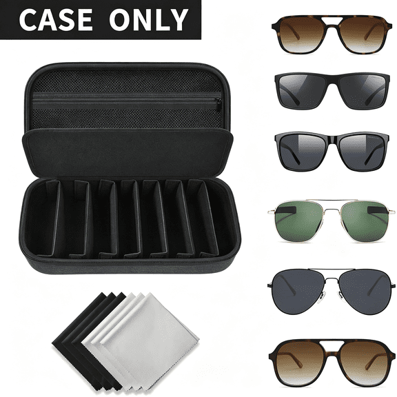 CUDIAO Travel Sunglass Organizer Case for 8 Pairs Polarized Sunglasses,Storage Box for Multi-Style Dressers Eye Glass Cases (Bag Only)