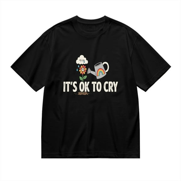 It's Ok To Cry, Crying Flower And Cloud Print, Vintage T Shirt, Cotton T-Shirt for Men, 23483344,S