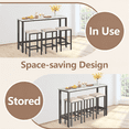 thumbnail image 5 of Small Kitchen Table Set for 3, Modern Dining Room Table Set with 3 Stools, Extra Long Bar Table Set, Wooden Pub Table, and Chairs Set, Saving Space Patio Restaurant Bistro Table Set, Brown, 5 of 9