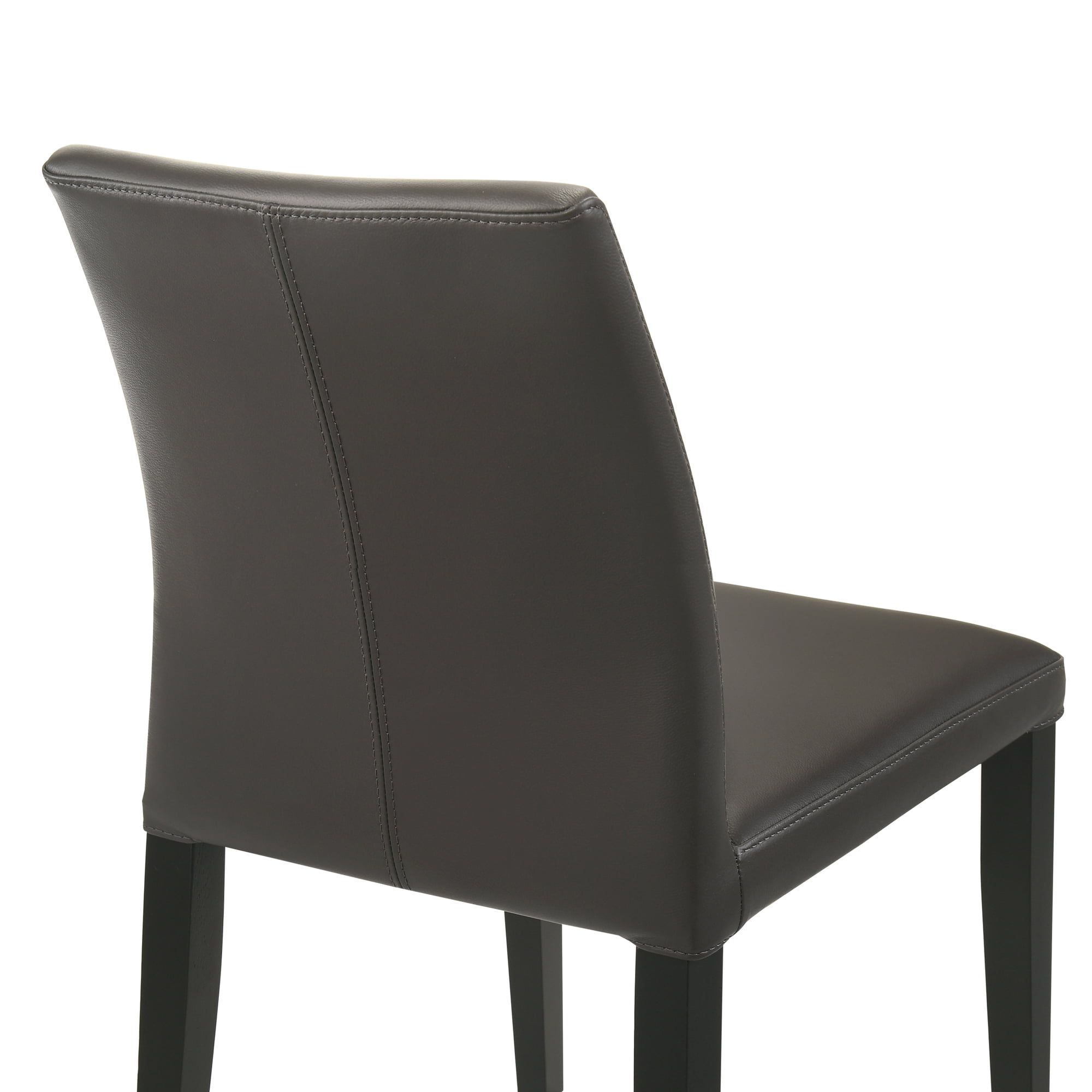 Elyza Full Back Top Grain Leather Upholstered Wood Dining Chairs in Cola - Set of 2