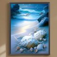 thumbnail image 3 of Pintura de diamante 5D DIY taladro redondo completo Kit de concha costera decoración 30x40cm azul, 3 of 9