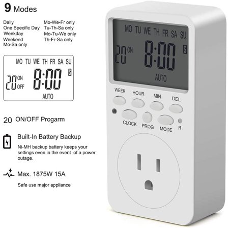 Outlet Timer, Digital Programmable Timer, CANAGROW 7 Day ...