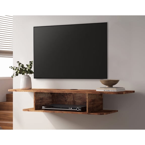 Wampat Modern 11.8 x 41.3 2-Tier Modern Brown Floating Shelves