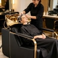 thumbnail image 5 of Artist hand Shampoo Backwash Bed Reclining Chair with Adjustable Ceramic Bowl,Sink Hair Washing Station Salon Barber Spa Beauty Equipment(Black Gold), 5 of 21