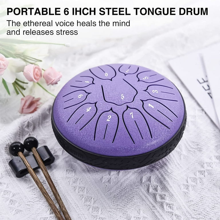 Steel Tongue Drum 6 Inch 11 Tone Tongue Drum D Major Beginner