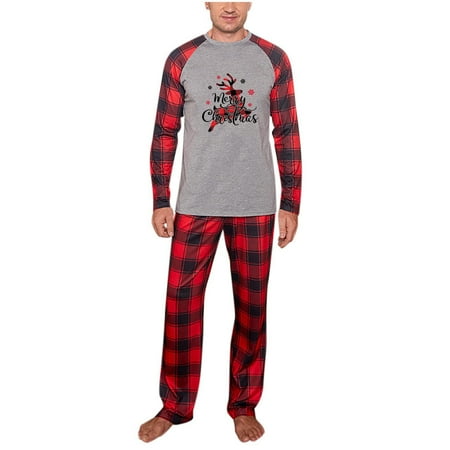 

AnuirheiH Xmas Pjs Set Matching Family Sets Christmas Casual Printed Top With Bottom Outfits Home Wear On Sale