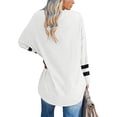 thumbnail image 2 of Oucaili Women T Shirt V Neck T-shirt Striped Tee Casual Tunic Blouse Work Pullover White 2XL, 2 of 3