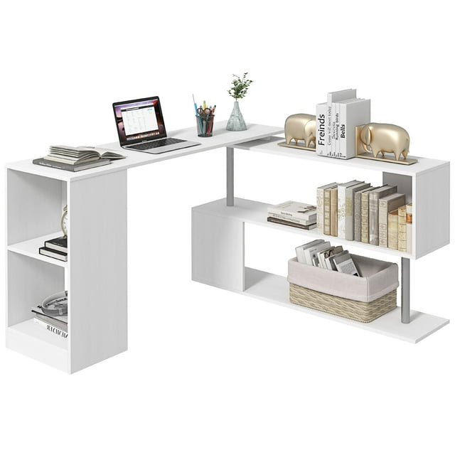 HOMCOM Bureau en L de 55 Pouces Bureau d'Ordinateur d'Angle Rotatif à 360° pour Bureau à Domicile