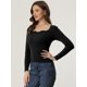 thumbnail image 3 of Suéter con cuello En Forma de Corazón Allegra K para Mujer Negro XS, 3 of 6