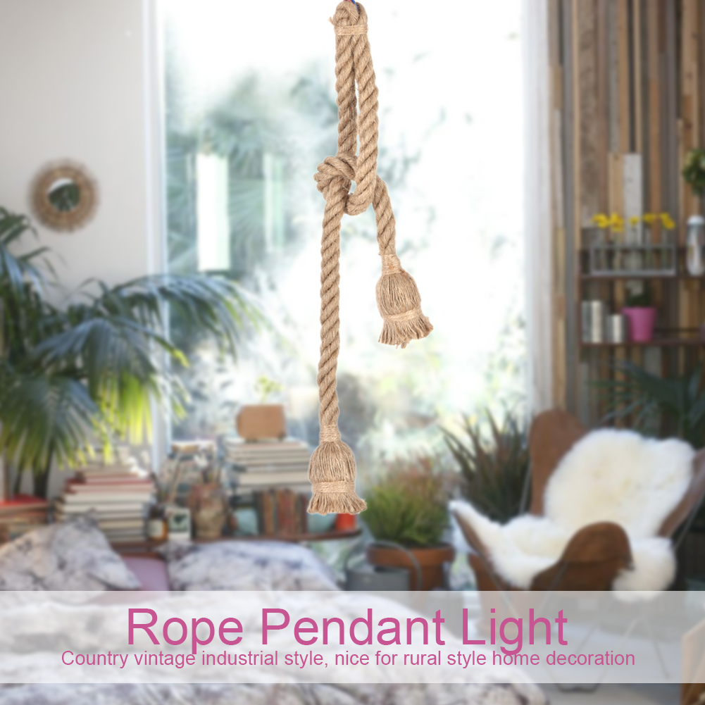 HERCHR 1Pc Vintage Rope Pendant Light Ceiling Lamp Loft Chandelier Creative Industrial Without Bulb, Rope Pendant Light, Pendant Light - image 3 of 7