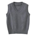thumbnail image 4 of Boys Sweater Vest Kids Solid School Uniform Sleeveless Knit Sweaters Tops Cotton V-Neck Knitted Pullover 5-14 Years, 4 of 4