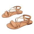 thumbnail image 6 of Women's Criss Cross Flat Sandals, Open Toe Elastic Ankle Strap Summer Casual Walking Beach Dress Sandals Comfort Soft Sole Strappy Sandals for Daily Wear, 43, 6 of 9