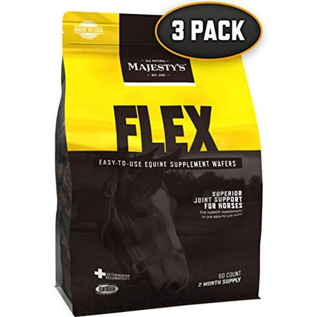 Majesty's Flex Wafers - Horse/Equine Hip & Joint Support Supplement - MSM, Glucosamine, Chondroitin - Anti-Inflammatory - Helps Mobility, Stiffness, Pain & Tension - 6 Month Supply (3 Bags/180