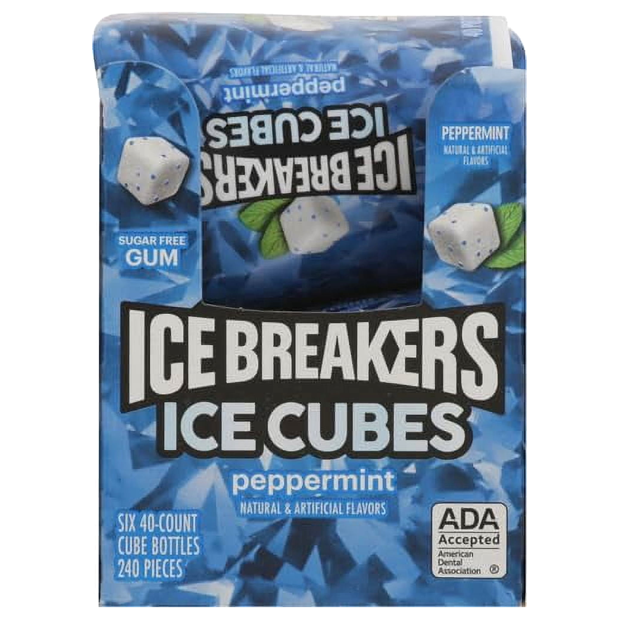 ICE BREAKERS Ice Cubes Peppermint Sugar Free Chewing Gum Bottles, 3.24 oz (6 Count, 40 Pieces)