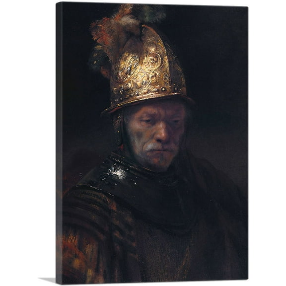 ARTCANVAS The Man with the Golden Helmet 1650 Canvas Art Print by Rembrandt van Rijn - Size: 26" x 18" (0.75" Deep)
