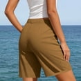 thumbnail image 6 of Women's Casual Elastic Waist Shorts, Button Detail Summer Shorts with Pockets Brown L, 6 of 9